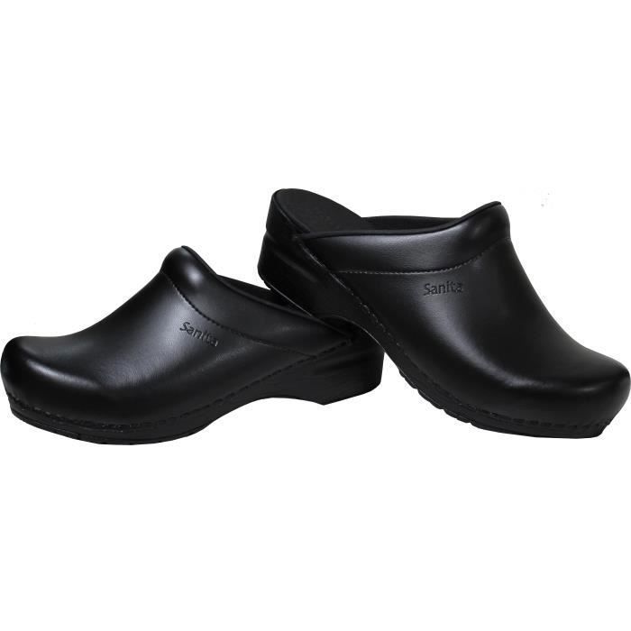 Sabot SANITA pour Femme - SONJA (Noir Mat) - 100% Cuir - Taille 35 à 42