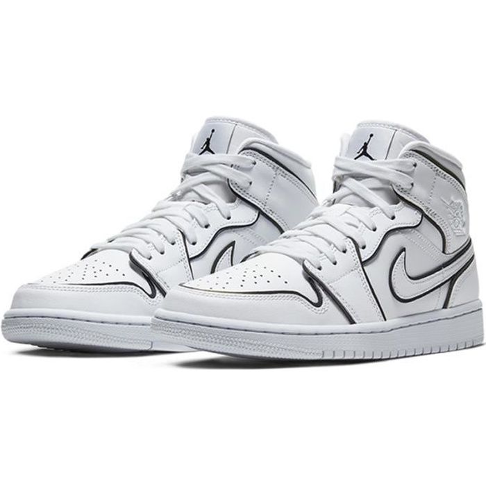 Airs Jordans 1 Mid SE WMNS Femme Chaussures de Basket Airs Jordans One AJ1 Pas  Cher pour Homme Blanc et Noir Blanc - Cdiscount Chaussures