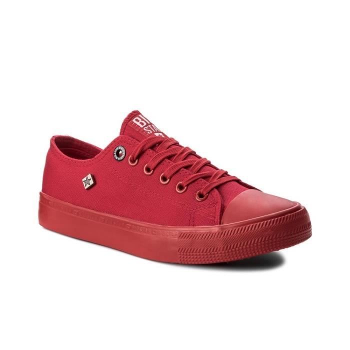 BIG STAR Baskets Femme Big Star AA274007 Rouge - Dessus en Canvas - Lacets - Talon Plat