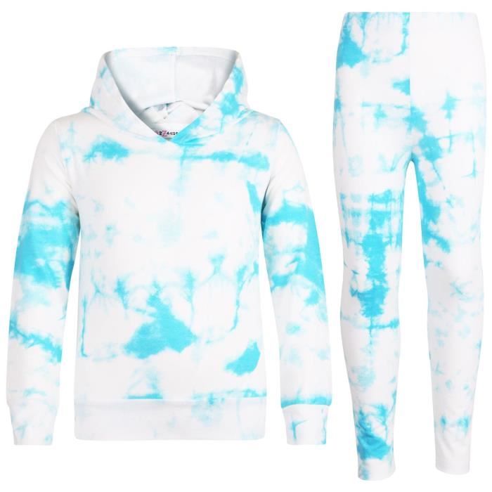 Ensemble De Sport Homme 2 Pièces - Sweat à Capuche Et Pantalon Tie-dye - Manches Longues - Pour Automne/hiver, Intérieur/extérieur
