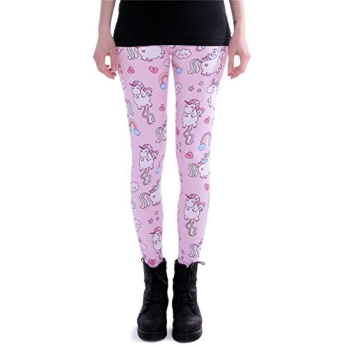 Cosey Leggings Colorati Con Stampe E Toppe In Finto Jeans Leopardato: Taglia Unica Donna, Morbidi Ed Elastici, Per Sport E Tempo Libero - 4