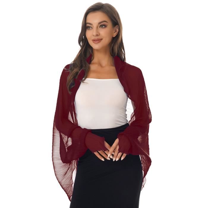 YONGHS FR Bolero Femme Cardigan Anti UV Gilet Mousseline Cover Up Cache Epaule Blouse Top Bordeaux Bordeaux Cdiscount Pret a Porter