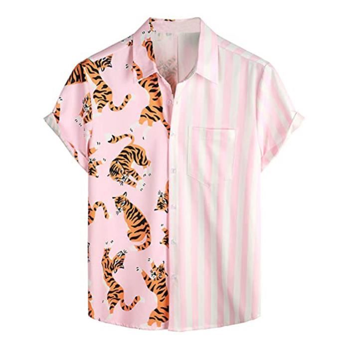 Chemise store hawaienne rose