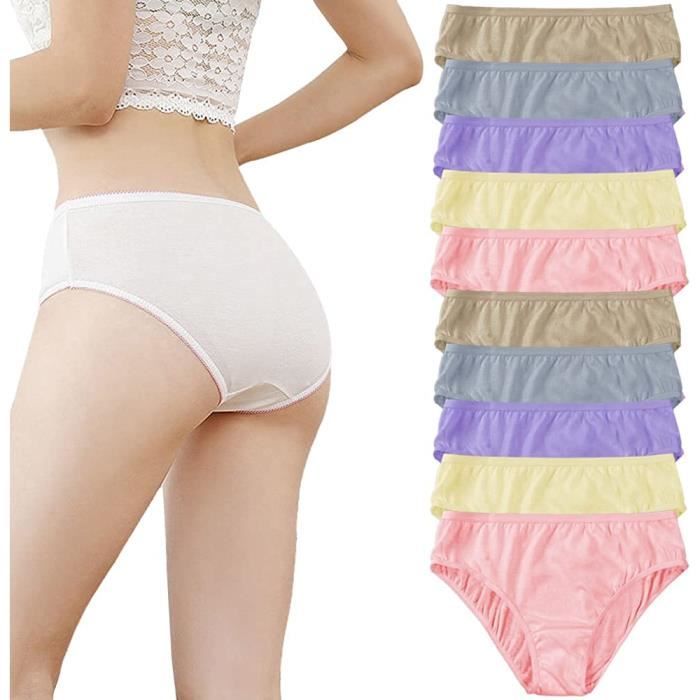 Lot de 10 Slips Jetables Femme en Coton Culottes Jetables sous Vetement Maternite  Culotte Périodique Femme pour Grossesse Voyage Acc mix - Cdiscount  Prêt-à-Porter