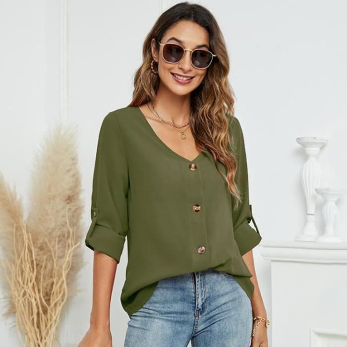 Chemise femme Nouveau design exquis de tempérament de haute qualité de mode élégante -Vert chuangna Printemps été