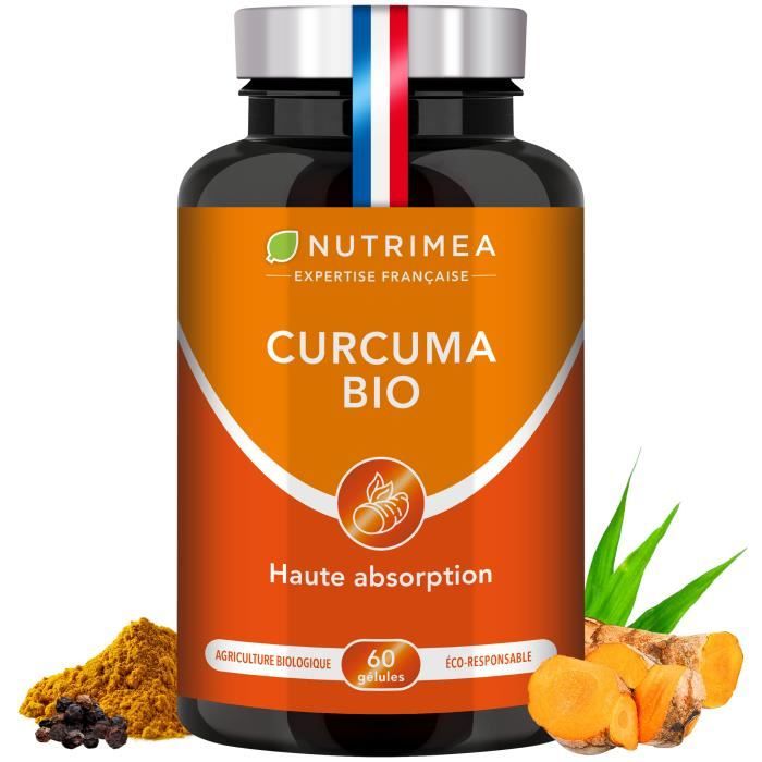 Curcuma BIO & Poivre Noir - Anti-inflammatoire & Antioxydant - Douleurs  Articulaires - 60 gélules - MADE IN FRANCE - Nutrimea