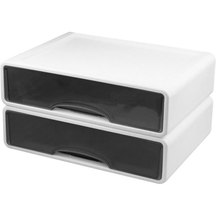 Lot De 6 Tiroirs De Rangement Plastique Empilables - Organisateur Bureau Ou Salle De Bain - Couleur Morandi