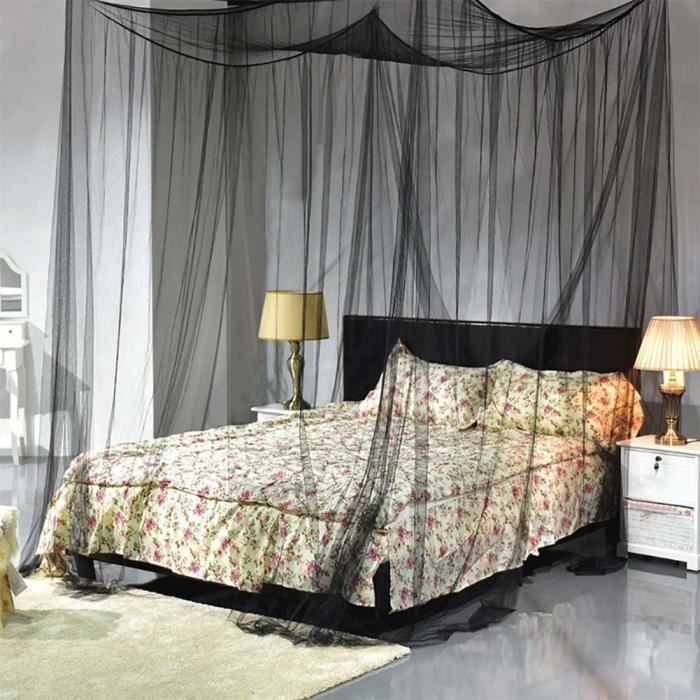 Rideau De Lit Moustiquaire Princesse Rose 150x200x200 Cm - 3 Ouvertures, Polyester, Style Dentelle, Lavable