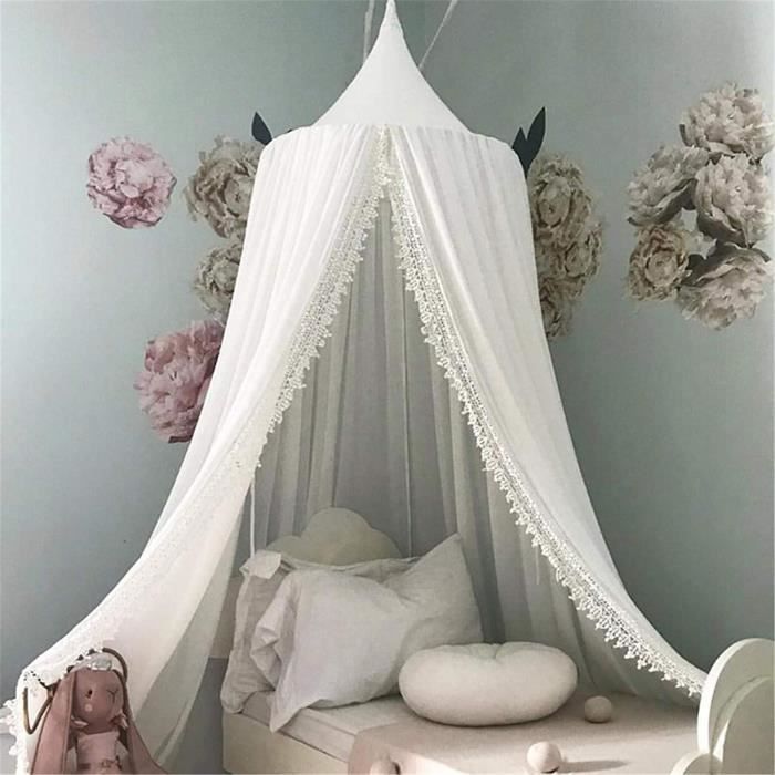Ciel de lit bébé en dentelle baldaquin en mousseline moustiquaire fille  princesse coton rideau de lit pour jeu lecture chambre e167 - Cdiscount  Maison