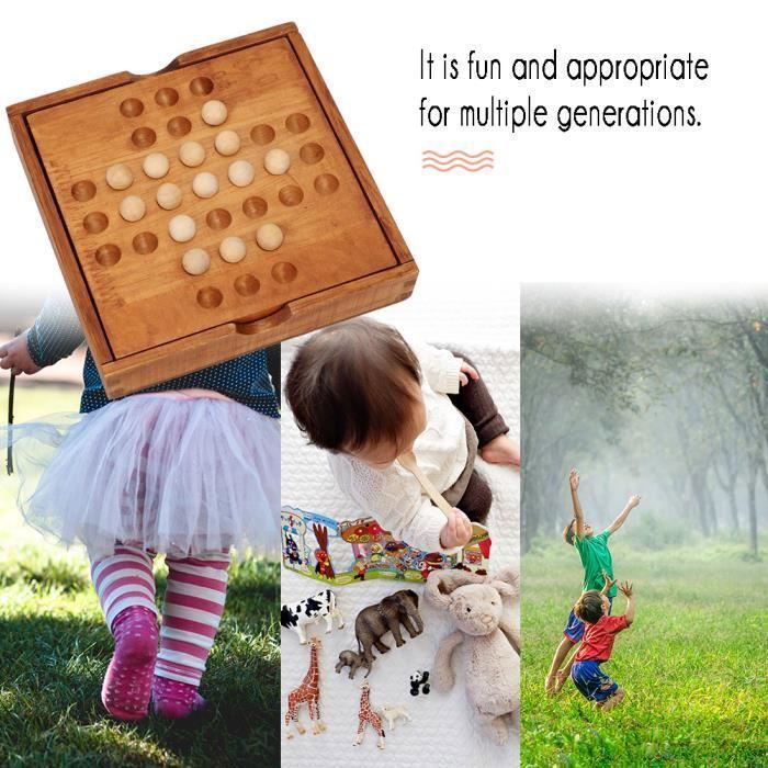 Jeu de solitaire en bois casse-tete pour un seul joueur. traditionnel