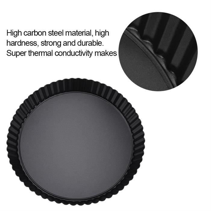 Moule à Tarte Cannelé Moule à Tarte Rond 20.3 Cm Fond Amovible - Acier Carbone Antiadhésif - Pour Quiches, Tartes, Pizzas Moule A Flan