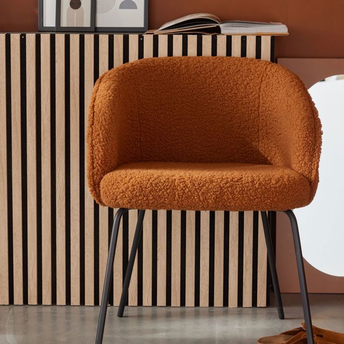 Fauteuil en bouclette MATCHA - FACTORY - Marron 55x62 cm Fauteuil en bouclette MATCHA - FACTORY - Marron 55x62 cm