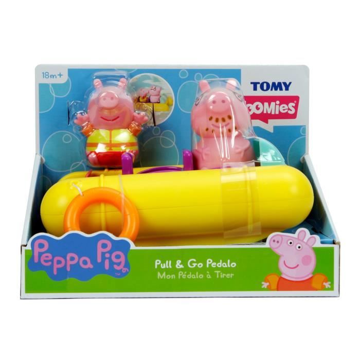 pédalo peppa pig - tomy - jouet de bain - figurines gicleurs d'eau - mécanisme à ficelle