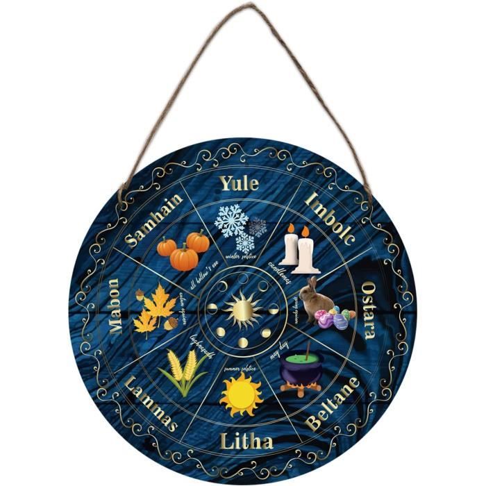 Wheel Of The Year Panneau Mural En Bois, 30 Cm Sabbats Norse Pagan Sign ...