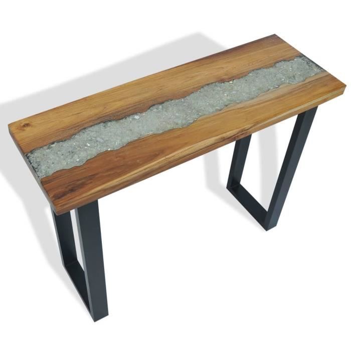 table console - vidaxl - teck 100 x 35 x 75 cm - verni - industriel - loft