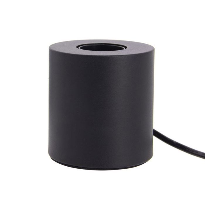Lampe à poser cylindrique en métal noir compatible culot E27 IP20 60W puissance max