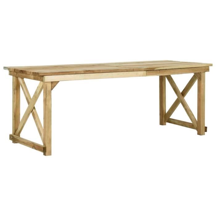 zerodis table de jardin 200x79x75 cm bois de pin imprégné hb022