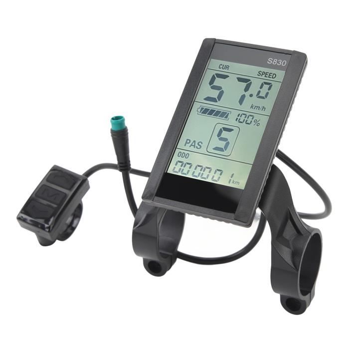 Tissting Tachimetro LCD Per Bici Elettrica 24V-60V - Display Pannello Con Connettore Impermeabile 6 Pin - Manubrio 22,2mm