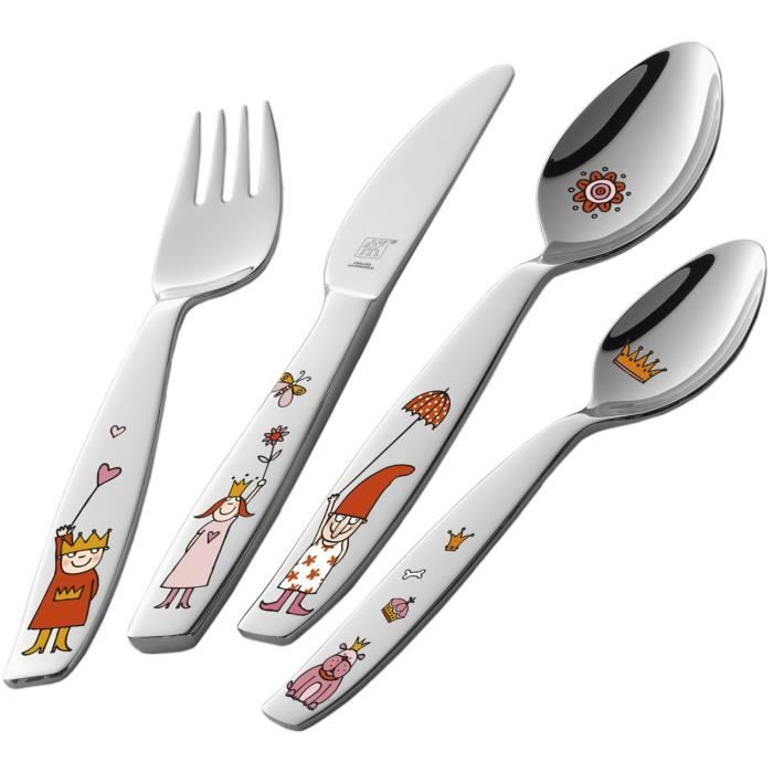 Coffret 4 Couverts Enfants Personnalisables Thème Voiture - Fourchette, Couteau, Cuillère à Soupe, Cuillère à Dessert - Gravure Au Laser Possible