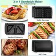 Gaufrier multifonction CKEYIN - 950W - Machine à sandwich 3 en 1 - Machine à petit déjeuner-1