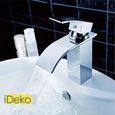 Robinet Mitigeur de Lavabo cascade en laiton finition chromée iDeko® avec flexible - IDEKO-1