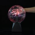 8" Boule de plasma sphère foudre cristal globe tactile lumière rougeoyante nébuleuse Lampe de table son tactile party disco-rouge 01-1