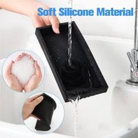 2 Pièces Plateaux Rectangulaires Noirs En Silicone Antidérapant - Plateaux Décoratifs Pour Salle De Bain, Cuisine, Baignoire, Vanity Et Évier