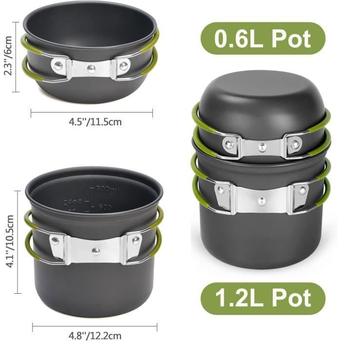 Set De Casseroles En Titane Pour Camping - Léger, Pliable, Sans BPA - 4 Pièces
