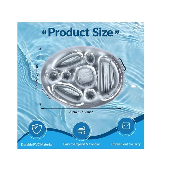 MOMO - Bar Flottant, Porte-Gobelet Gonflable Pour Piscine, 9 Trous Grande Capacité, Bar De Capacite Porte Gobelet Gonflable Bar De Piscine Flottant Pour Les Soirees 88768 B