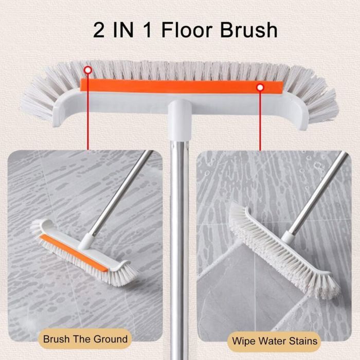 Balai brosse sol avec raclette - MHY® - Long manche 130 cm - Surface de ...