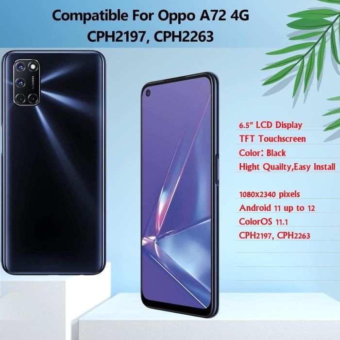 Display LCD Per Oppo A72 4G Sostituzione Schermo Per Oppo A72 4G CPH2067 LCD Schermo Touch Screen Digitizer Vetro Assemblaggio Con Strumenti, Non Per Oppo A72 5G (Nero Con Cornice, 6.5 - Foto 7