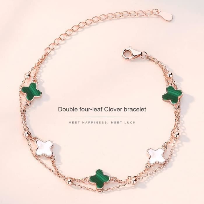 Ensemble Bijoux Trèfle à Quatre Feuilles Pour Femme – Collier, Bracelet, Boucles, Bague – En Acier Plaqué Or - 5
