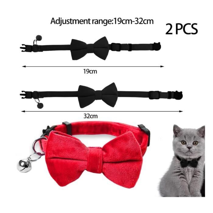 GEEHUA Collier Pour Chat Velours Avec Nœud Papillon Amovible Et Clochette – Lot De 2 Couleurs – Idéal Pour Anniversaire, Mariage, Fêtes
