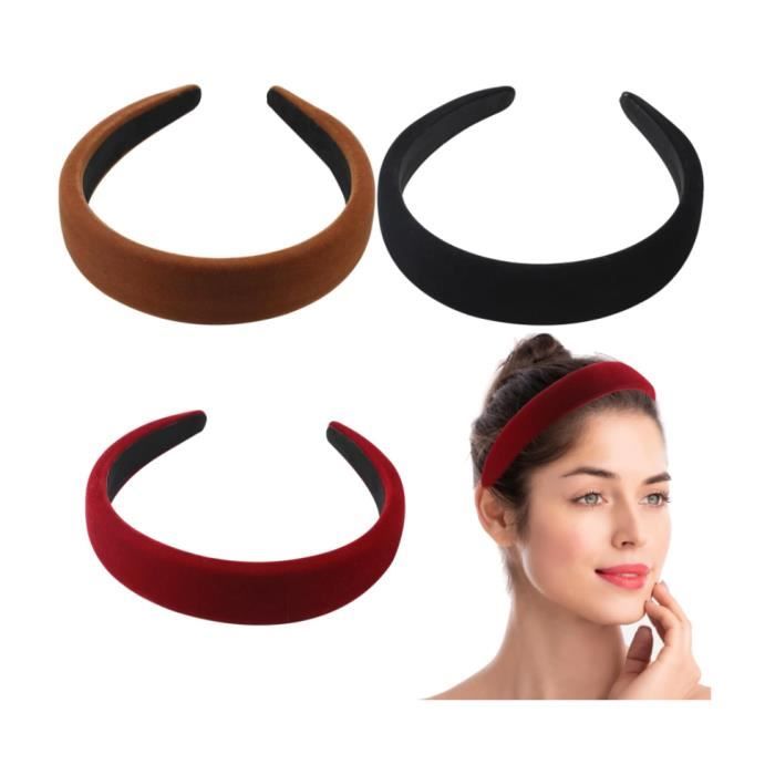 1 serre-tête pour femme - Style vintage - En velours - Large bandeau - Accessoire de cheveux pour filles et femmes - Pour un usage quotidien - Vert