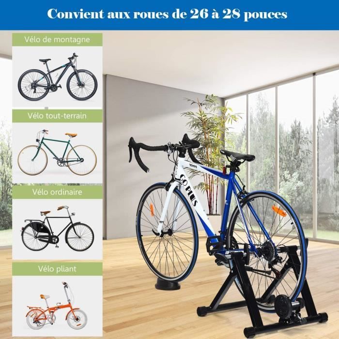 GOPLUS Home Trainer Vélo Pliable pour Roue 26-28’’ 700C,VTT,Support  d'entrainement,Vélo Route,Système à Double Verrouillage,sans Fil