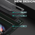 Coque Compatible pour Samsung Galaxy Z Fold 3 5G, [avec S Porte-Stylo Poche pour Stylet] [Texture Cuir + Cadre PC] Housse- Gris-2