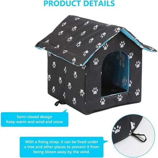 Niche Pour Chat D'extérieur Avec Pieds Surélevés - 33x33x33 Cm - Tissu Oxford Imperméable - Isolation été/hiver - Pour Chat Errant Ou Petit Chien