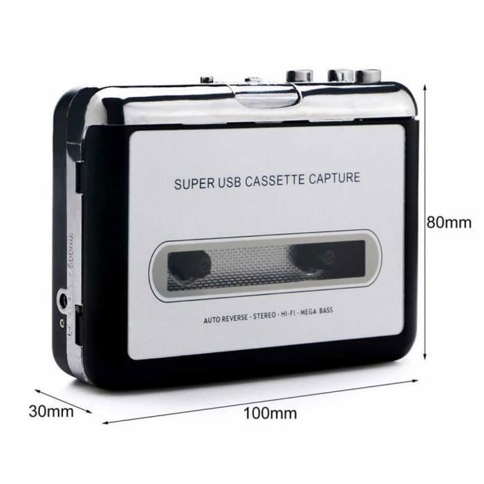 Lecteur Cassette Portable Avec Conversion Numérique USB - Convertisseur Cassette En MP3 320 Kbps, Radio FM Intégrée, Fonction Enregistrement