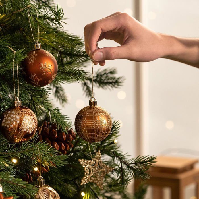 SPRINGOS Lot De 37 Boules De Noël, Bleu Nacré, En Plastique, Pour Décoration De Noël, Fête, Mariage, événements