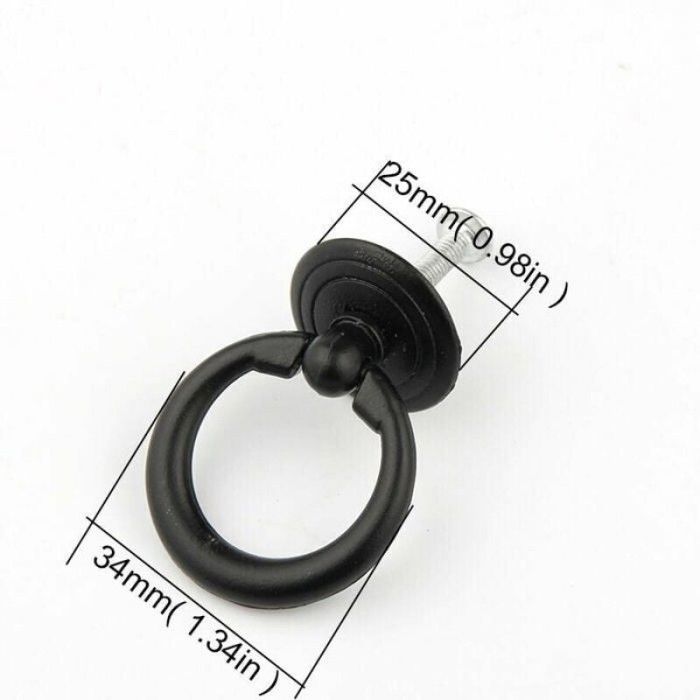 Lot De 10 Boutons De Meubles Ronds Natuce – Noir, Trou Unique, Finition Brossée, Pour Tiroirs Et Portes