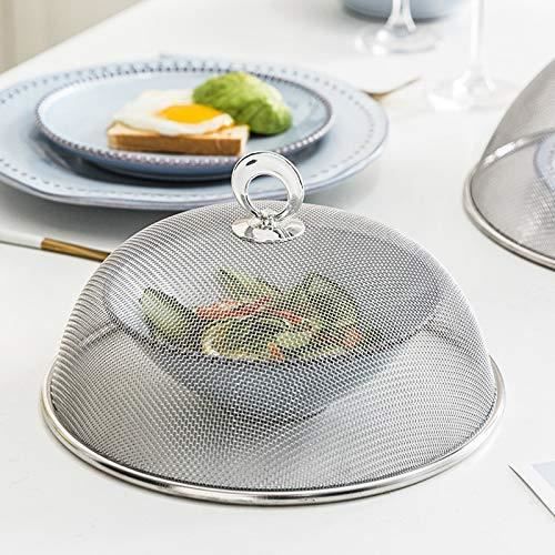Cloche à Aliments En Acier Inoxydable - Dôme Avec Mailles, Protection Contre Insectes, Poignée Bois