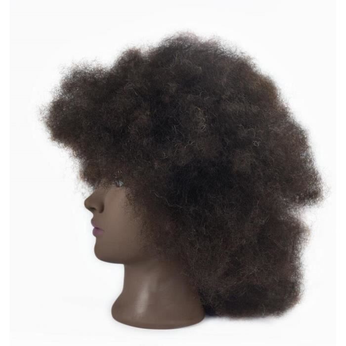 Tête d'entraînement afro de 25,4 cm - Cheveux 100% humains - Tête de  mannequin pour coiffure - Pince incluse : : Beauté et Parfum