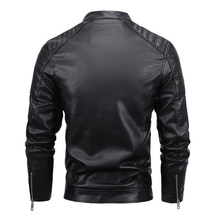 Blouson Homme en Cuir PU Hiver Chaud Plus velours Confortable Fashion Zippee Veste en Cuir Moto Marque Luxe Veste Homme Noir Cdiscount Pret a Porter