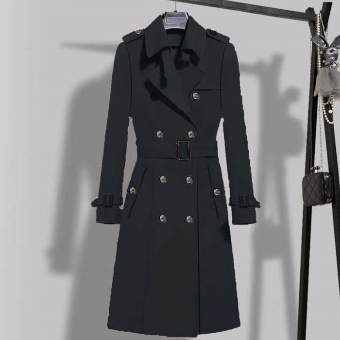 Manteau 2020 nouveau printemps femmes Double boutonnage longue Trench manteaux kaki mince ceinture manteau coupe Type ka qi se