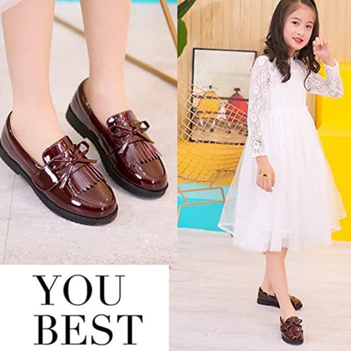 Mocassins Fille en Cuir Frange Chaussure Femme pour Printemps Automne