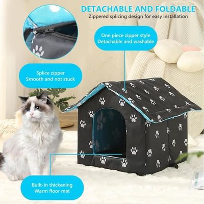 Maison Pour Chat Niche Avec Toit Pliable Pour Exterieur Et Interieur 53x45x43cm Filix Gris 94045642
