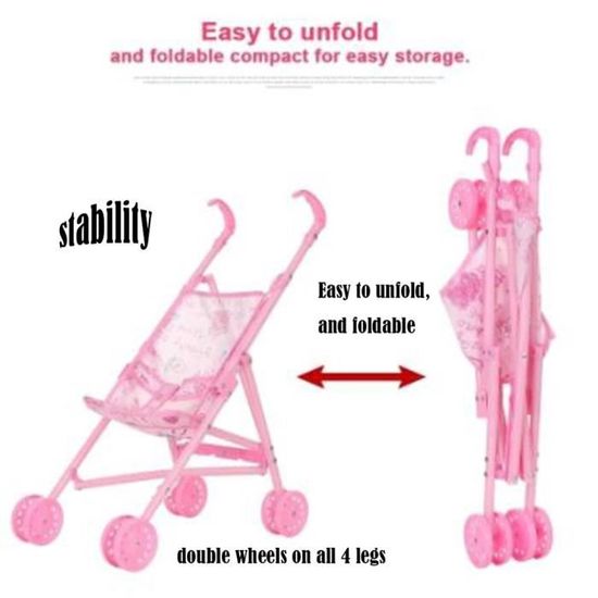 12 Pouces Barbie Poussette Poupee Transportable Pliable Pour Jouet De Bebe Cdiscount