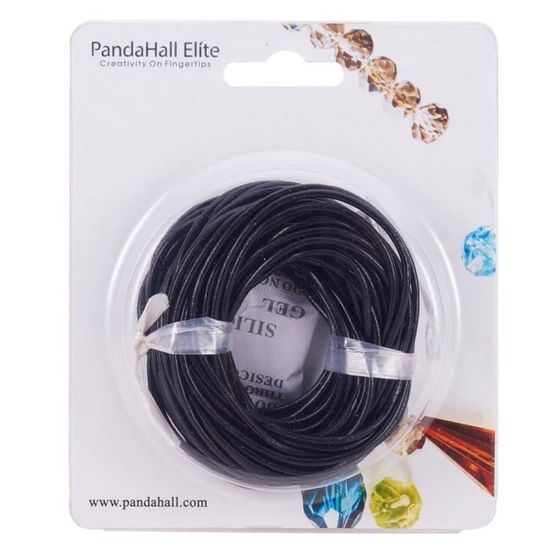 PandaHall- 10m Cordon en Cuir Bijoux Cordon en Cuir Noir Taille: Environ 1mm de Diametre