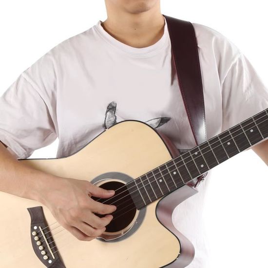 Acheter Sangle de guitare acoustique élargie de Style ethnique, 1 pièce,  tête en cuir, bandoulière réglable pour guitare basse, pièces accessoires