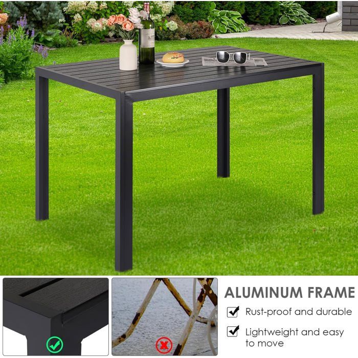 Table De Jardin Pliante Rectangulaire 110x70 Cm Noir - En.casa Charge 60kg Intérieur Extérieur